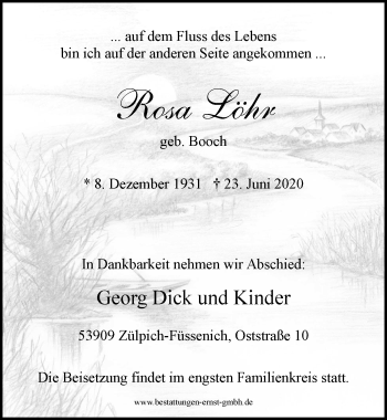 Anzeige von Rosa Löhr von  Blickpunkt Euskirchen 