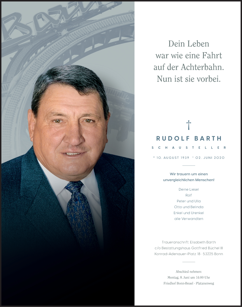  Traueranzeige für Rudolf Barth vom 06.06.2020 aus Kölner Stadt-Anzeiger / Kölnische Rundschau / Express