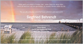 Anzeige von Siegfried Behrendt von  Anzeigen Echo 
