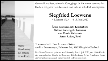 Anzeige von Siegfried Loewens von Kölner Stadt-Anzeiger / Kölnische Rundschau / Express
