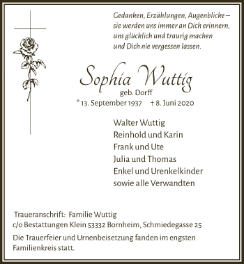 Anzeige von Sophia Wuttig von  Schaufenster/Blickpunkt 