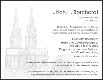 Anzeige von Ulrich H. Borchardt von Kölner Stadt-Anzeiger / Kölnische Rundschau / Express