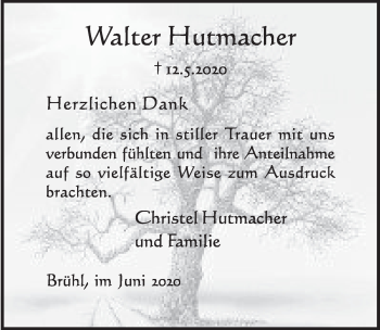 Anzeige von Walter Hutmacher von  Schlossbote/Werbekurier 