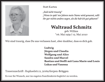Anzeige von Waltraud Schmitz von  Werbepost 