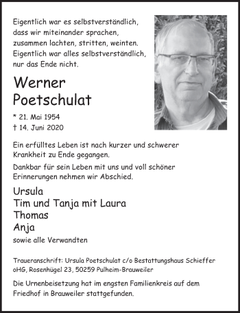 Anzeige von Werner Poetschulat von  Wochenende 