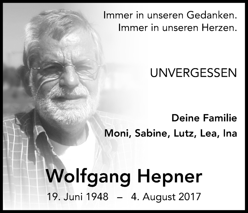  Traueranzeige für Wolfgang Hepner vom 19.06.2020 aus Kölner Stadt-Anzeiger / Kölnische Rundschau / Express