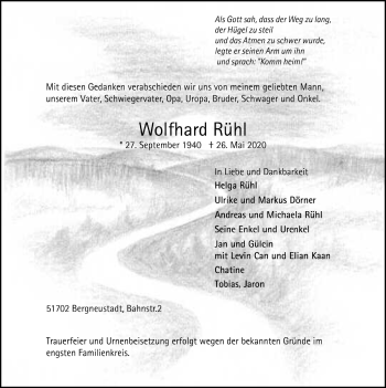 Anzeige von Wolfhard Rühl von  Anzeigen Echo 