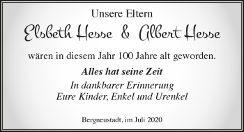 Anzeige von Albert Hesse von  Anzeigen Echo 