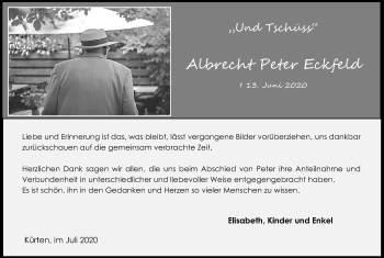 Anzeige von Albrecht Peter Eckfeld von Kölner Stadt-Anzeiger / Kölnische Rundschau / Express