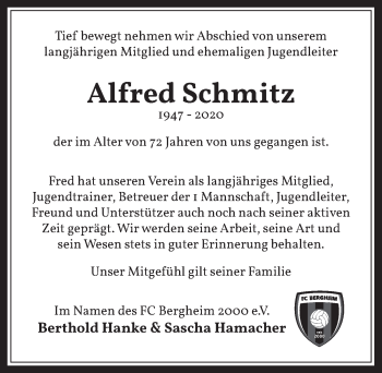 Anzeige von Alfred Schmitz von  Werbepost 