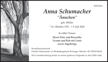 Anzeige von Anna Schumacher von  Wochenende 