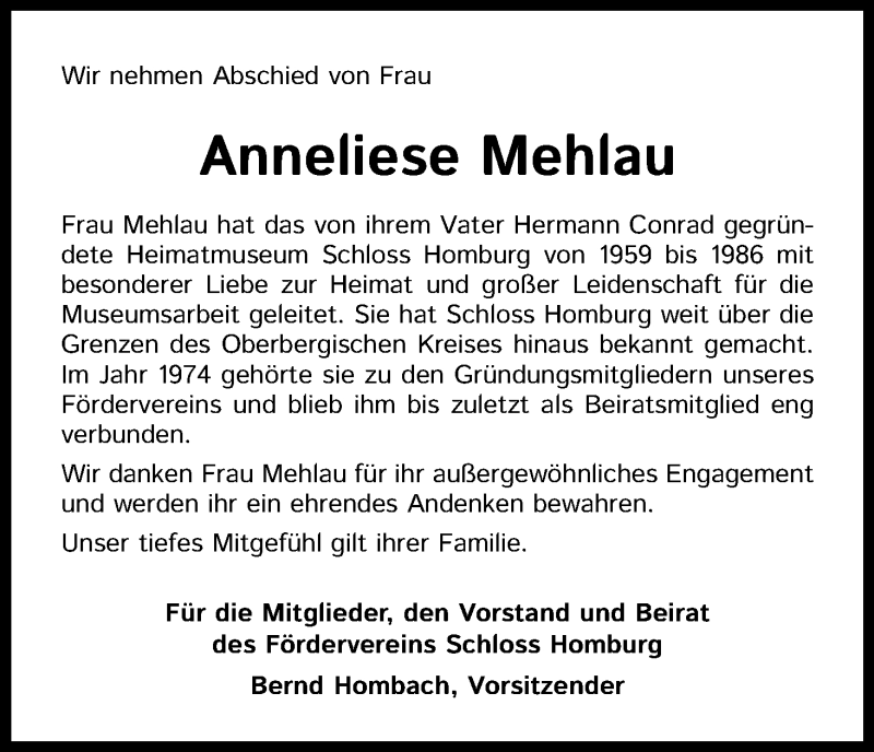  Traueranzeige für Anneliese Mehlau vom 25.07.2020 aus Kölner Stadt-Anzeiger / Kölnische Rundschau / Express