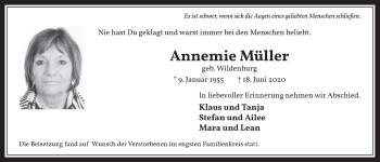Anzeige von Annemie Müller von  Werbepost 