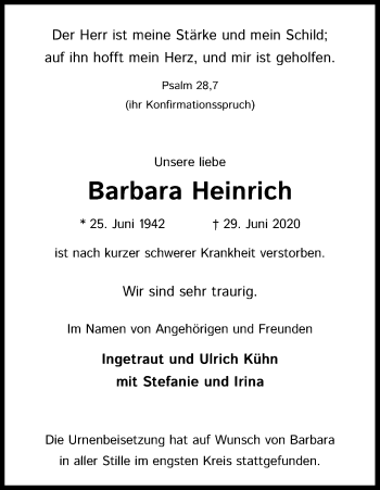 Anzeige von Barbara Heinrich von Kölner Stadt-Anzeiger / Kölnische Rundschau / Express