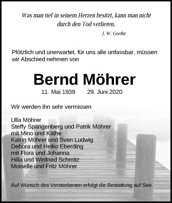 Anzeige von Bernd Möhrer von Kölner Stadt-Anzeiger / Kölnische Rundschau / Express