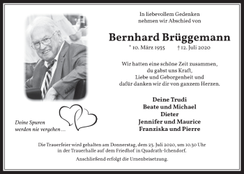 Anzeige von Bernhard Brüggemann von  Werbepost 
