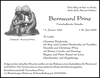 Anzeige von Bernward Prinz von Kölner Stadt-Anzeiger / Kölnische Rundschau / Express