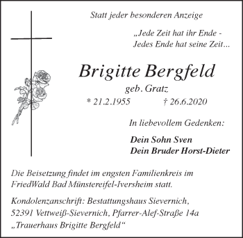 Anzeige von Brigitte Bergfeld von  Blickpunkt Euskirchen 