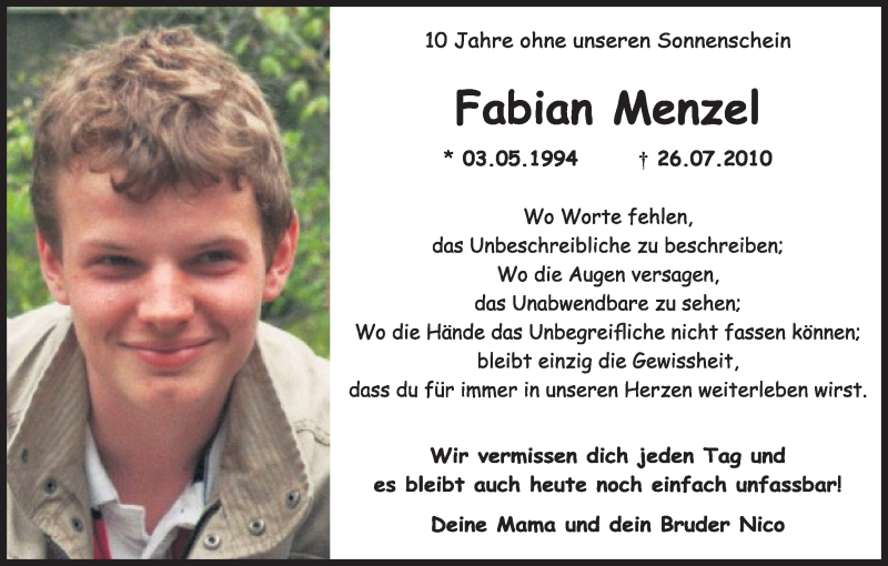  Traueranzeige für Fabian Menzel vom 25.07.2020 aus Kölner Stadt-Anzeiger / Kölnische Rundschau / Express