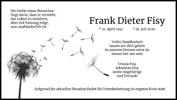 Anzeige von Frank Dieter Fisy von Kölner Stadt-Anzeiger / Kölnische Rundschau / Express