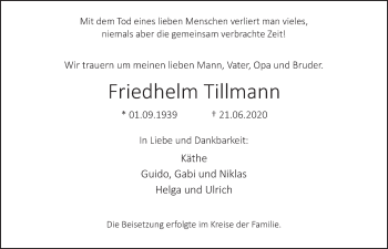 Anzeige von Friedhelm Tillmann von  Blickpunkt Euskirchen 
