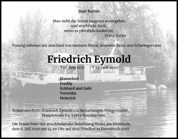 Anzeige von Friedrich Eymold von Kölner Stadt-Anzeiger / Kölnische Rundschau / Express