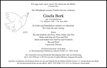 Anzeige von Gisela Bork von Kölner Stadt-Anzeiger / Kölnische Rundschau / Express