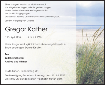 Anzeige von Gregor Kather von Kölner Stadt-Anzeiger / Kölnische Rundschau / Express