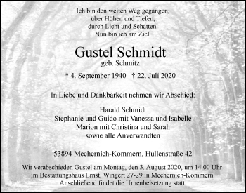 Anzeige von Gustel Schmidt von  Blickpunkt Euskirchen 