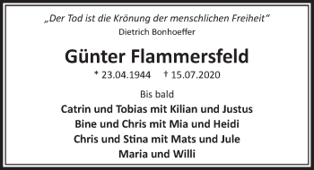 Anzeige von Günter Flammersfeld von  Schaufenster/Blickpunkt  Schlossbote/Werbekurier 