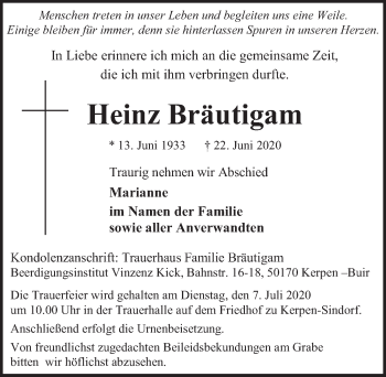 Anzeige von Heinz Bräutigam von  Werbepost 