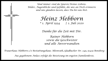 Anzeige von Heinz Hebborn von Kölner Stadt-Anzeiger / Kölnische Rundschau / Express