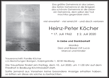 Anzeige von Heinz-Peter Köcher von  Werbepost 