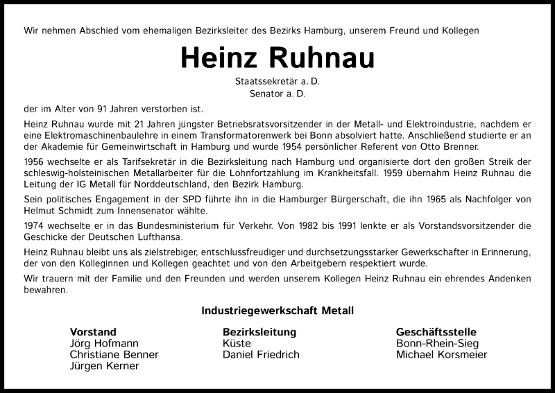  Traueranzeige für Heinz Ruhnau vom 18.07.2020 aus Kölner Stadt-Anzeiger / Kölnische Rundschau / Express