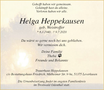 Anzeige von Helga Heppekausen von  Lokale Informationen 