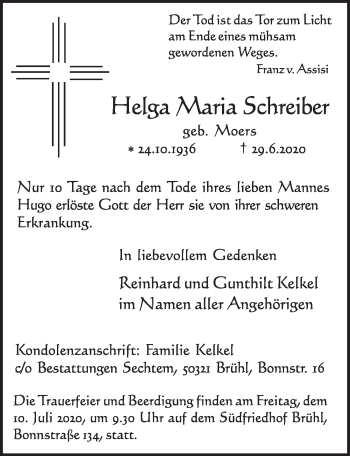 Anzeige von Hetga Maria Schreiber von  Schlossbote/Werbekurier 