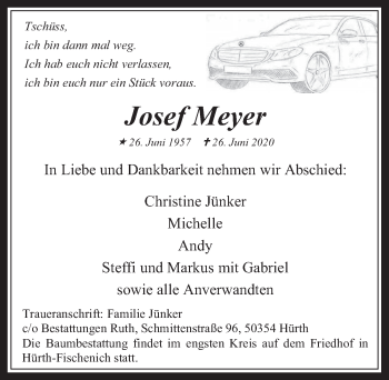 Anzeige von Josef Meyer von  Wochenende 