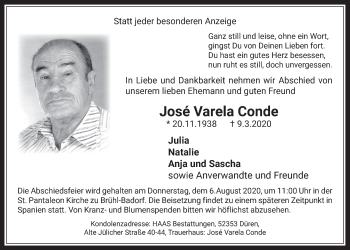 Anzeige von José Varela Conde von  Schlossbote/Werbekurier 