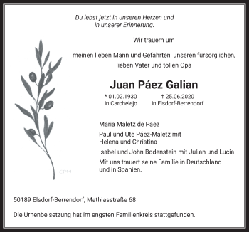 Anzeige von Juan Paez Galian von  Werbepost 