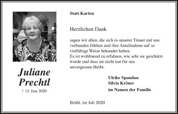 Anzeige von Juliane Prechtl von  Schlossbote/Werbekurier 