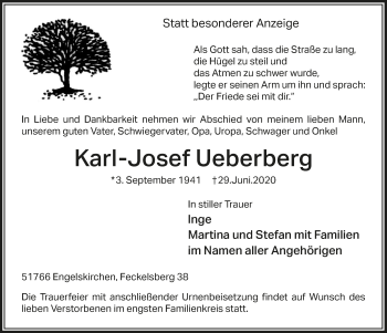 Anzeige von Karl-Josef Ueberberg von  Anzeigen Echo 