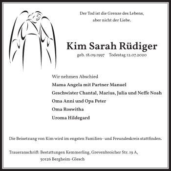 Anzeige von Kim Sarah Rüdiger von  Werbepost 