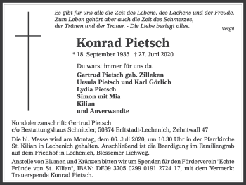 Anzeige von Konrad Pietsch von  Werbepost 