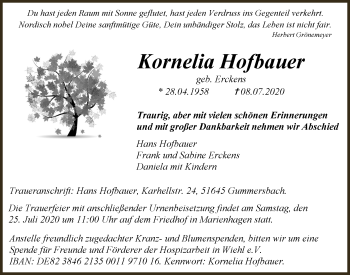 Anzeige von Kornelia Hofbauer von  Anzeigen Echo 