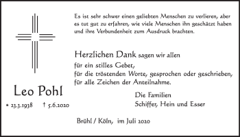 Anzeige von Leo Pohl von  Schlossbote/Werbekurier 