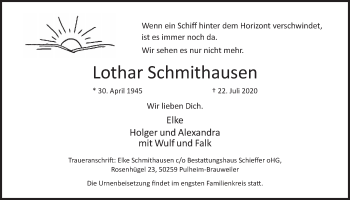 Anzeige von Lothar Schmithausen von  Wochenende 