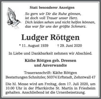 Anzeige von Ludger Röttgen von  Werbepost 