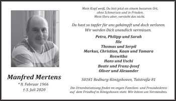 Anzeige von Manfred Mertens von  Werbepost 