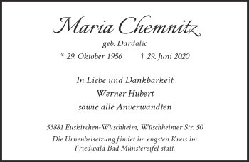 Anzeige von Maria Chemnitz von  Blickpunkt Euskirchen 
