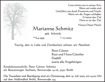 Anzeige von Marianne Schmitz von  Schlossbote/Werbekurier 